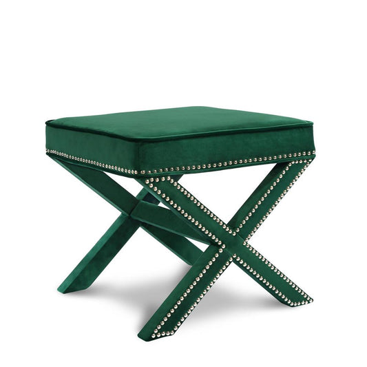 Meridian Furniture - Nixon Green Velvet Ottoman/Bench - 126Green veiw 1