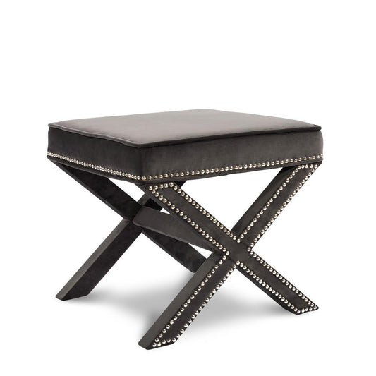 Meridian Furniture - Nixon Grey Velvet Ottoman/Bench - 126Grey veiw 1