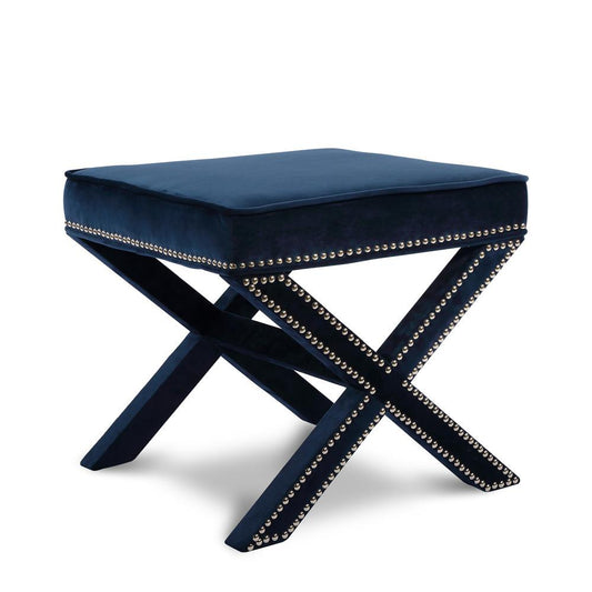 Meridian Furniture - Nixon Navy Velvet Ottoman/Bench - 126Navy veiw 1