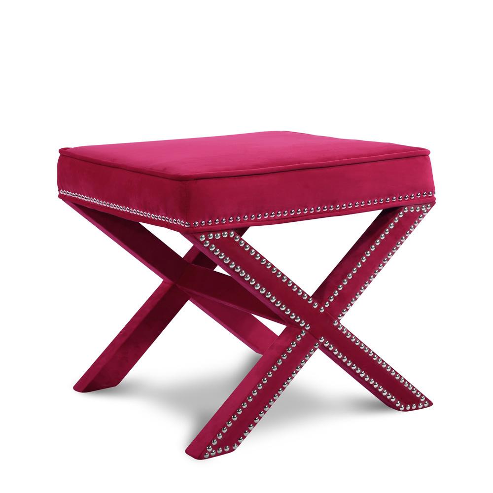 Meridian Furniture - Nixon Pink Velvet Ottoman/Bench - 126Pink veiw 1