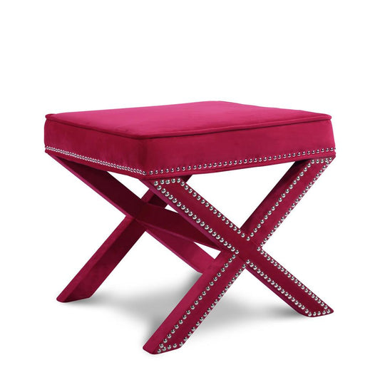 Meridian Furniture - Nixon Pink Velvet Ottoman/Bench - 126Pink veiw 1