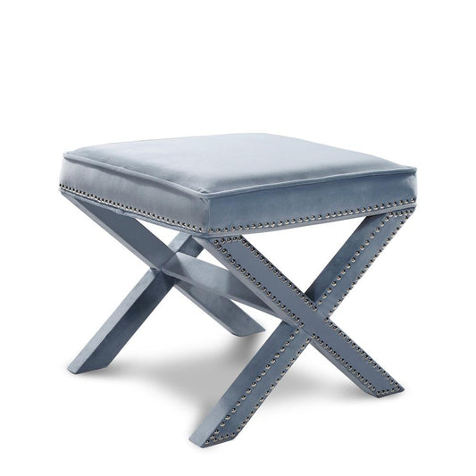 Meridian Furniture - Nixon Sky Blue Velvet Ottoman/Bench - 126SkyBlu veiw 1