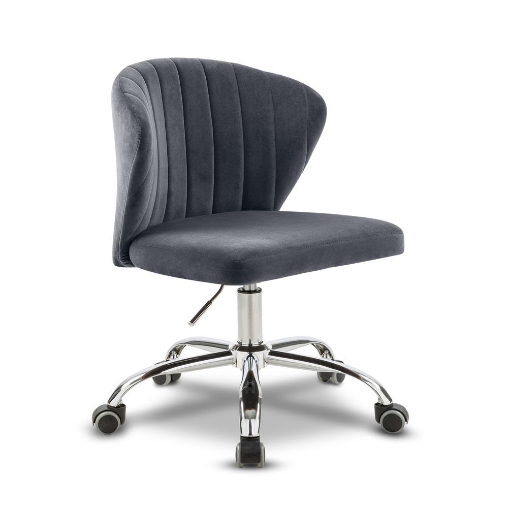 Meridian Furniture - Finley Grey Velvet Office Chair - 166Grey veiw 1
