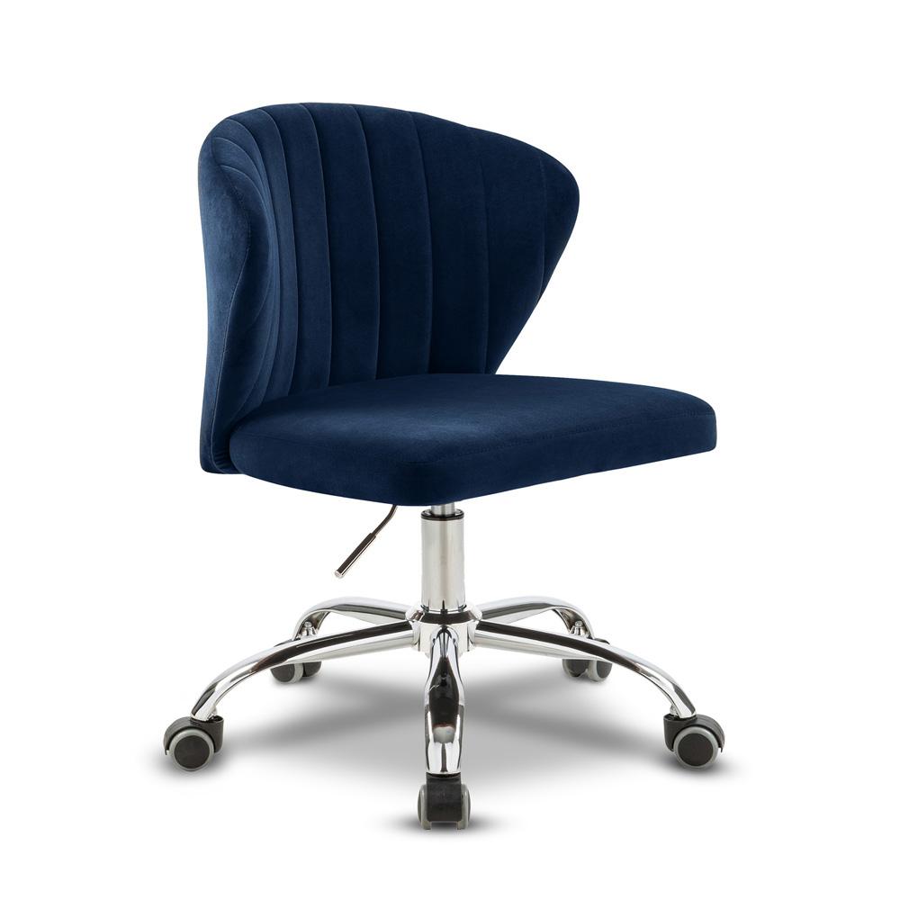 Meridian Furniture - Finley Navy Velvet Office Chair - 166Navy veiw 1