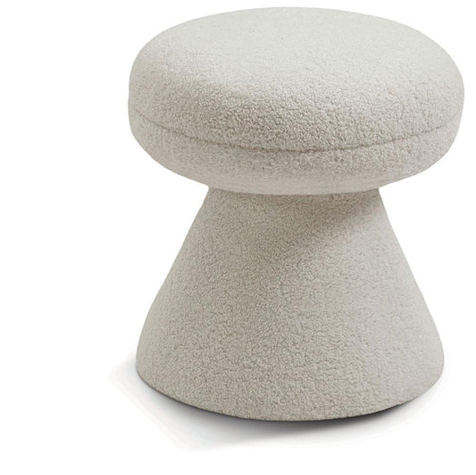 Meridian Furniture - Drum Beige Faux Shearling Teddy Fabric Ottoman/Stool - 195Beige veiw 1