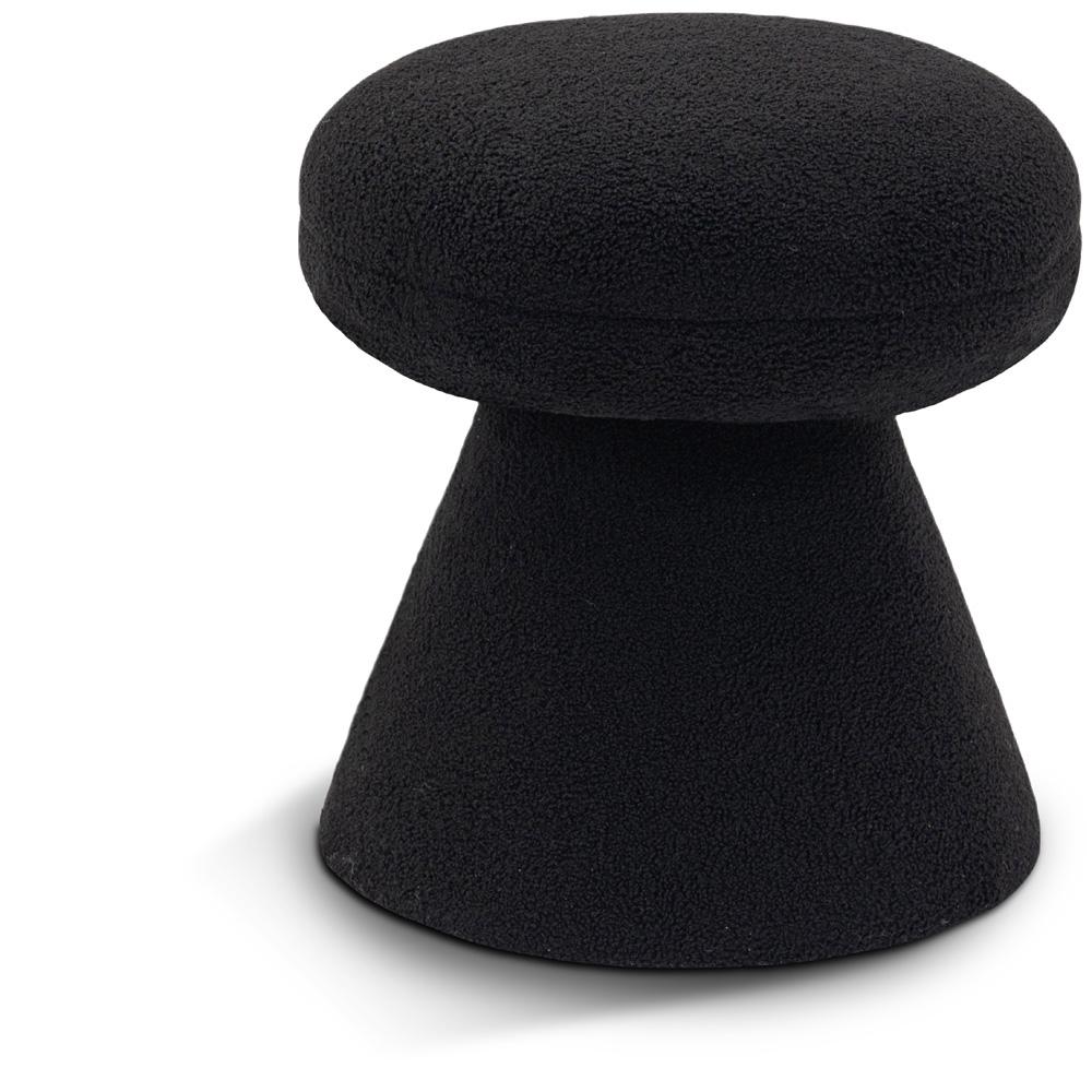 Meridian Furniture - Drum Black Faux Shearling Teddy Fabric Ottoman/Stool - 195Black veiw 1