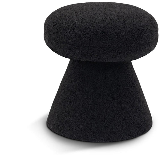 Meridian Furniture - Drum Black Faux Shearling Teddy Fabric Ottoman/Stool - 195Black veiw 1