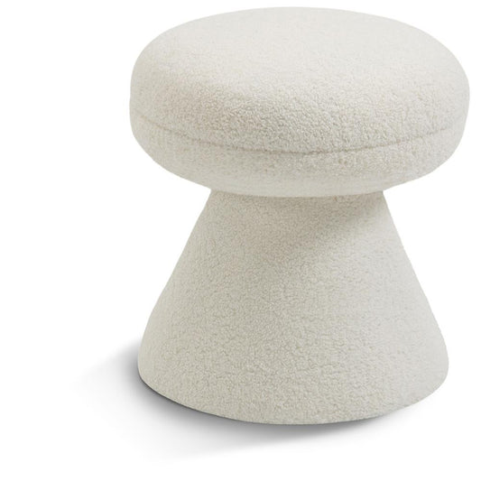Meridian Furniture - Drum Cream Faux Shearling Teddy Fabric Ottoman/Stool - 195Cream veiw 1