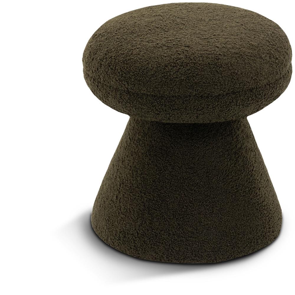 Meridian Furniture - Drum Green Faux Shearling Teddy Fabric Ottoman/Stool - 195Green veiw 1
