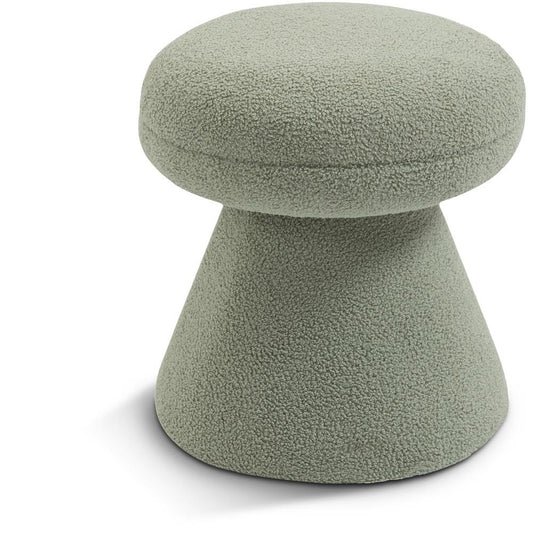 Meridian Furniture - Drum Mint Faux Shearling Teddy Fabric Ottoman/Stool - 195Mint veiw 1
