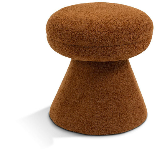 Meridian Furniture - Drum Saddle Faux Shearling Teddy Fabric Ottoman/Stool - 195Saddle veiw 1