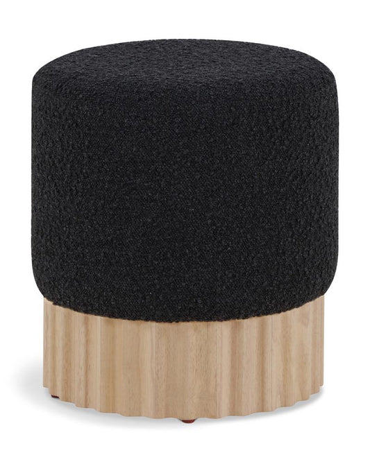 Meridian Furniture - Veranda Black Boucle Fabric Ottoman/Stool - 22045Black veiw 1
