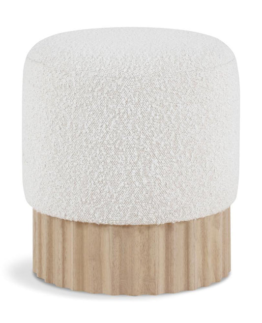 Meridian Furniture - Veranda Cream Boucle Fabric Ottoman/Stool - 22045Cream veiw 1