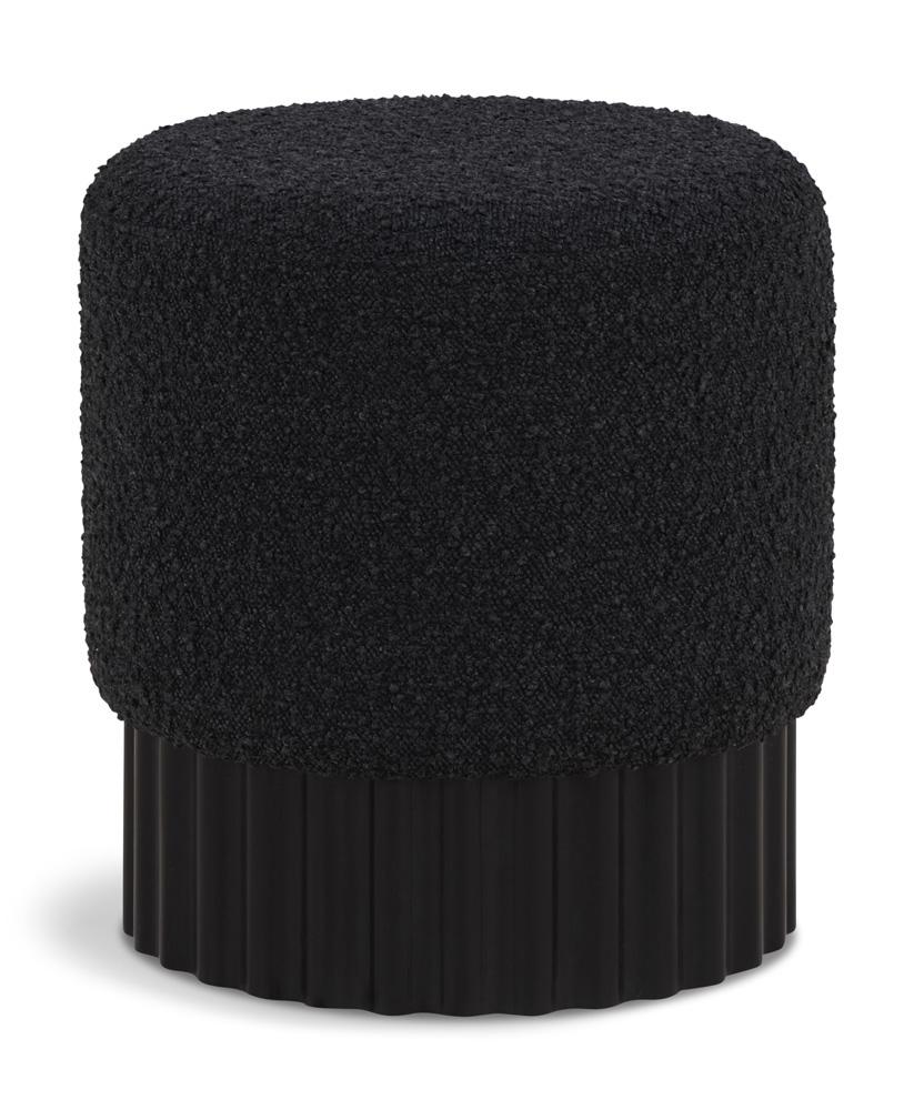 Meridian Furniture - Veranda Black Boucle Fabric Ottoman/Stool - 22046Black veiw 1