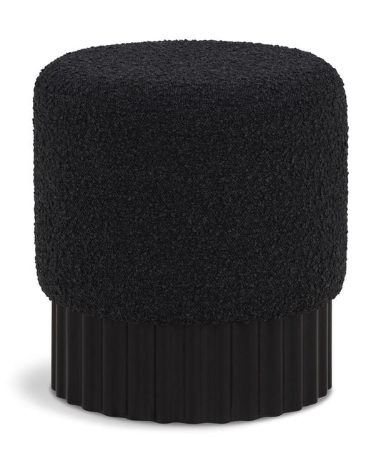 Meridian Furniture - Veranda Black Boucle Fabric Ottoman/Stool - 22046Black veiw 1
