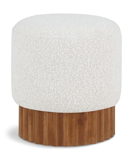 Meridian Furniture - Veranda Cream Boucle Fabric Ottoman/Stool - 22047Cream veiw 1