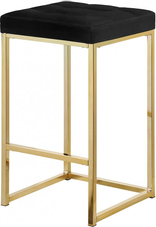 Meridian Furniture - Nicola Black Velvet Stool (Set of 2) - 906Black-C veiw 1