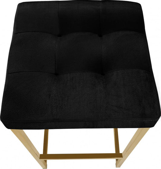 Meridian Furniture - Nicola Black Velvet Stool (Set of 2) - 906Black-C veiw 2