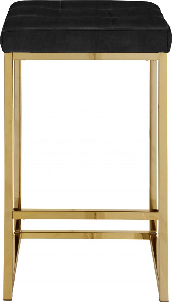 Meridian Furniture - Nicola Black Velvet Stool (Set of 2) - 906Black-C veiw 4