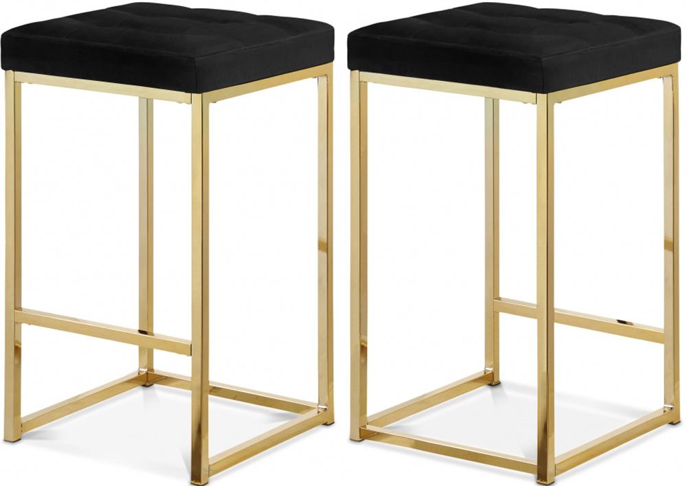 Meridian Furniture - Nicola Black Velvet Stool (Set of 2) - 906Black-C veiw 5