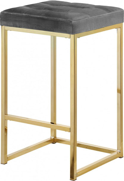 Meridian Furniture - Nicola Grey Velvet Stool (Set of 2) - 906Grey-C veiw 1