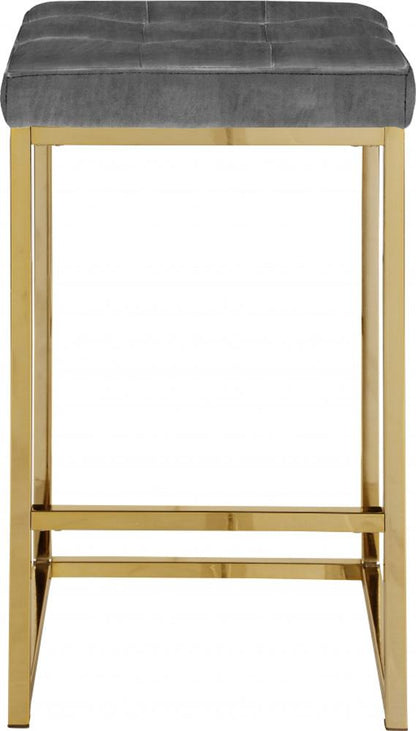 Meridian Furniture - Nicola Grey Velvet Stool (Set of 2) - 906Grey-C veiw 3