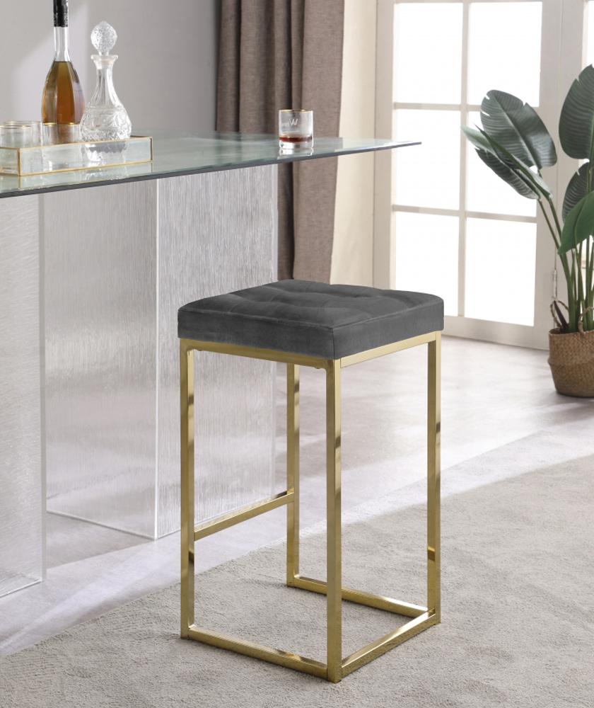 Meridian Furniture - Nicola Grey Velvet Stool (Set of 2) - 906Grey-C veiw 5