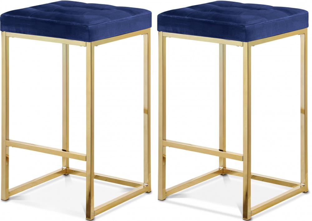 Meridian Furniture - Nicola Navy Velvet Stool (Set of 2) - 906Navy-C veiw 5