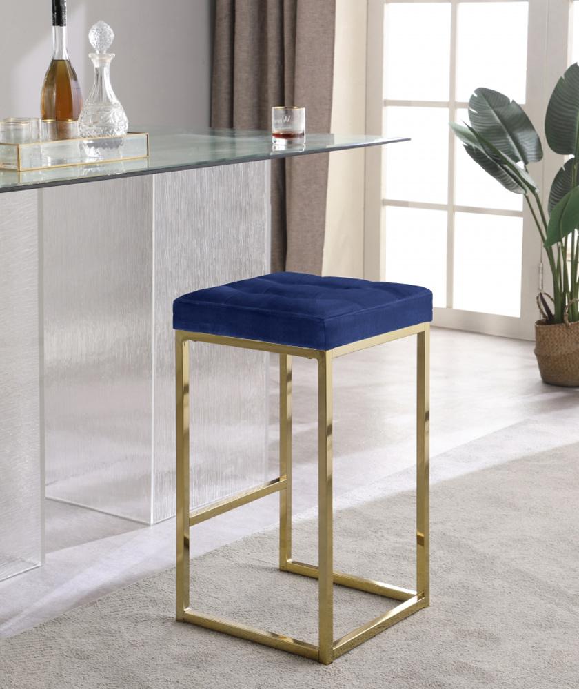 Meridian Furniture - Nicola Navy Velvet Stool (Set of 2) - 906Navy-C veiw 6