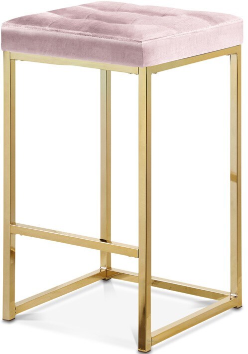 Meridian Furniture - Nicola Pink Velvet Stool (Set of 2) - 906Pink-C veiw 1