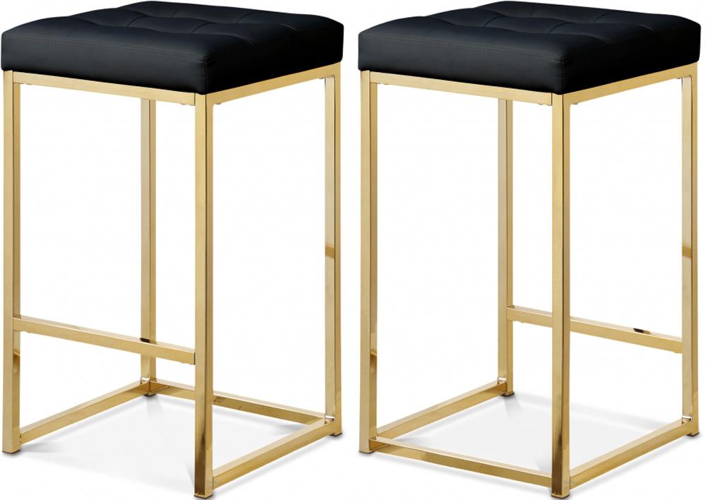 Meridian Furniture - Nicola Black Vegan Leather Stool (Set of 2) - 907Black-C veiw 4