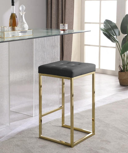 Meridian Furniture - Nicola Grey Vegan Leather Stool (Set of 2) - 907Grey-C veiw 4