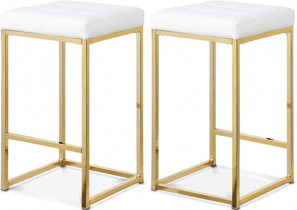 Meridian Furniture - Nicola White Vegan Leather Stool (Set of 2) - 907White-C veiw 4
