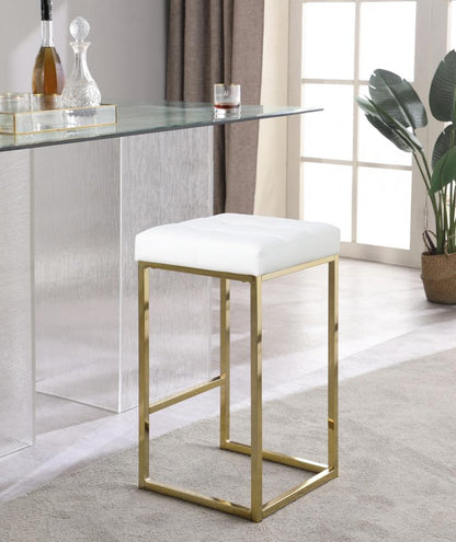 Meridian Furniture - Nicola White Vegan Leather Stool (Set of 2) - 907White-C veiw 5