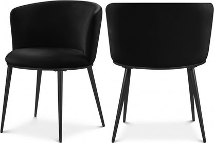 Meridian Furniture - Skylar Black Velvet Dining Chair (Set of 2) - 966Black-C veiw 4
