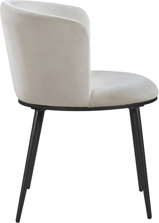 Meridian Furniture - Skylar Cream Velvet Dining Chair (Set of 2) - 966Cream-C veiw 2