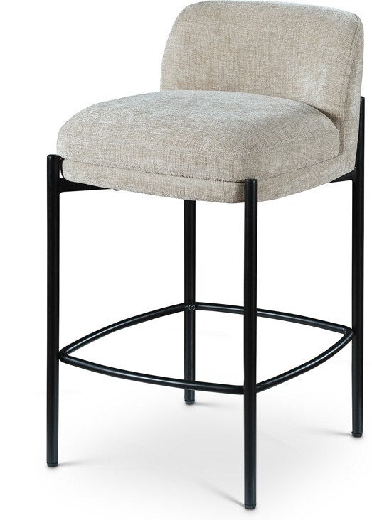 Meridian Furniture - Burton Beige Chenille Fabric Stool (Set of 2) - 429Beige-C veiw 1