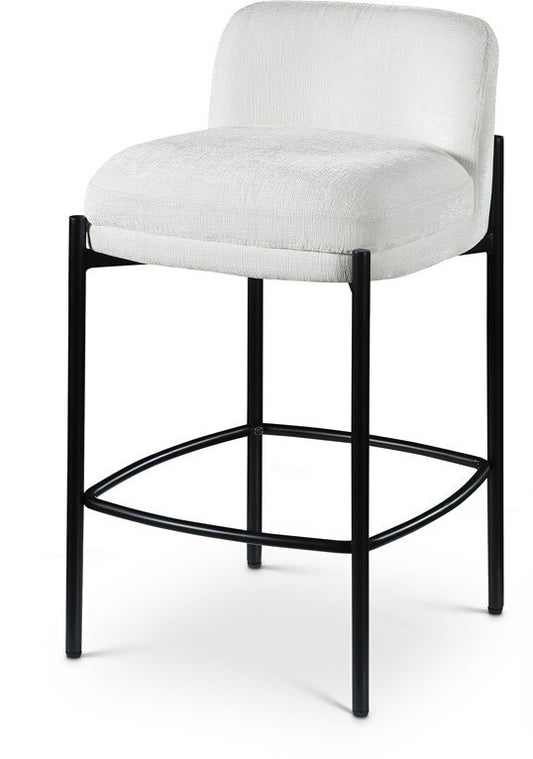 Meridian Furniture - Burton Cream Chenille Fabric Stool (Set of 2) - 429Cream-C veiw 1