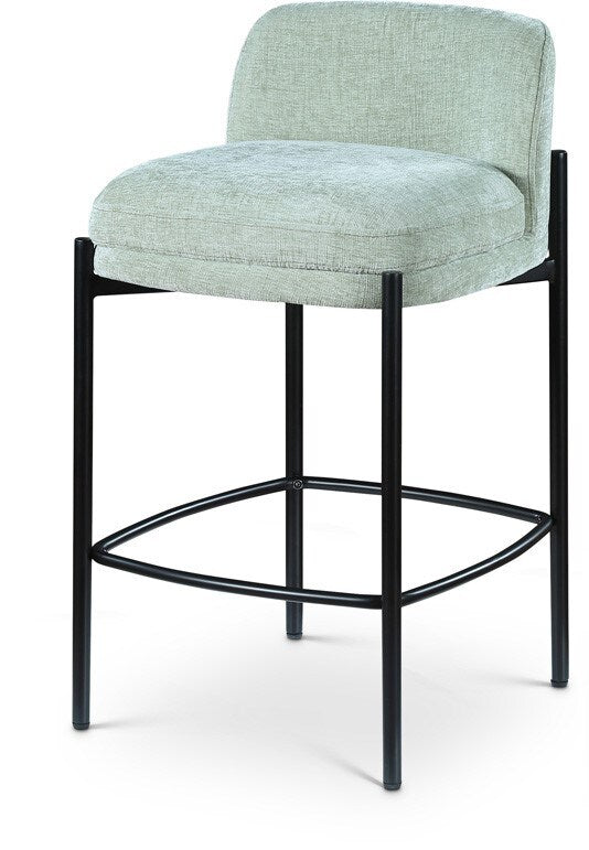 Meridian Furniture - Burton Mint Chenille Fabric Stool (Set of 2) - 429Mint-C veiw 1