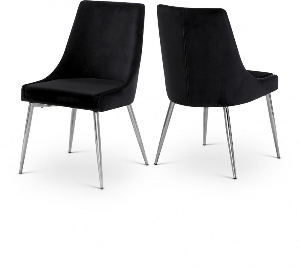 Meridian Furniture - Karina Black Velvet Dining Chair (Set of 2) - 784Black-C veiw 4