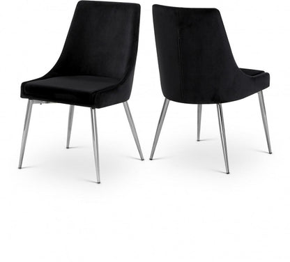 Meridian Furniture - Karina Black Velvet Dining Chair (Set of 2) - 784Black-C veiw 4
