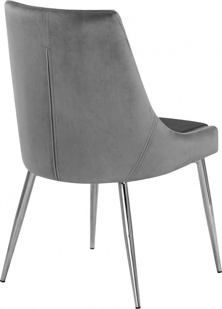 Meridian Furniture - Karina Grey Velvet Dining Chair (Set of 2) - 784Grey-C veiw 3