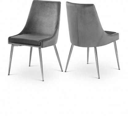 Meridian Furniture - Karina Grey Velvet Dining Chair (Set of 2) - 784Grey-C veiw 4