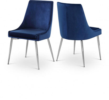 Meridian Furniture - Karina Navy Velvet Dining Chair (Set of 2) - 784Navy-C veiw 4