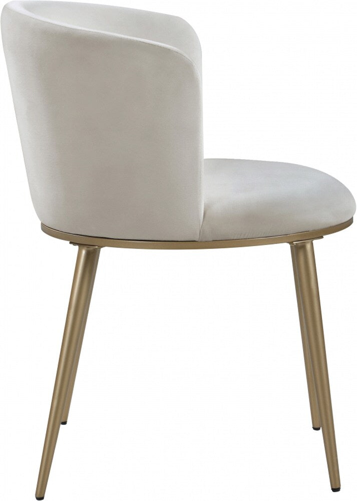 Meridian Furniture - Skylar Cream Velvet Dining Chair (Set of 2) - 965Cream-C veiw 2