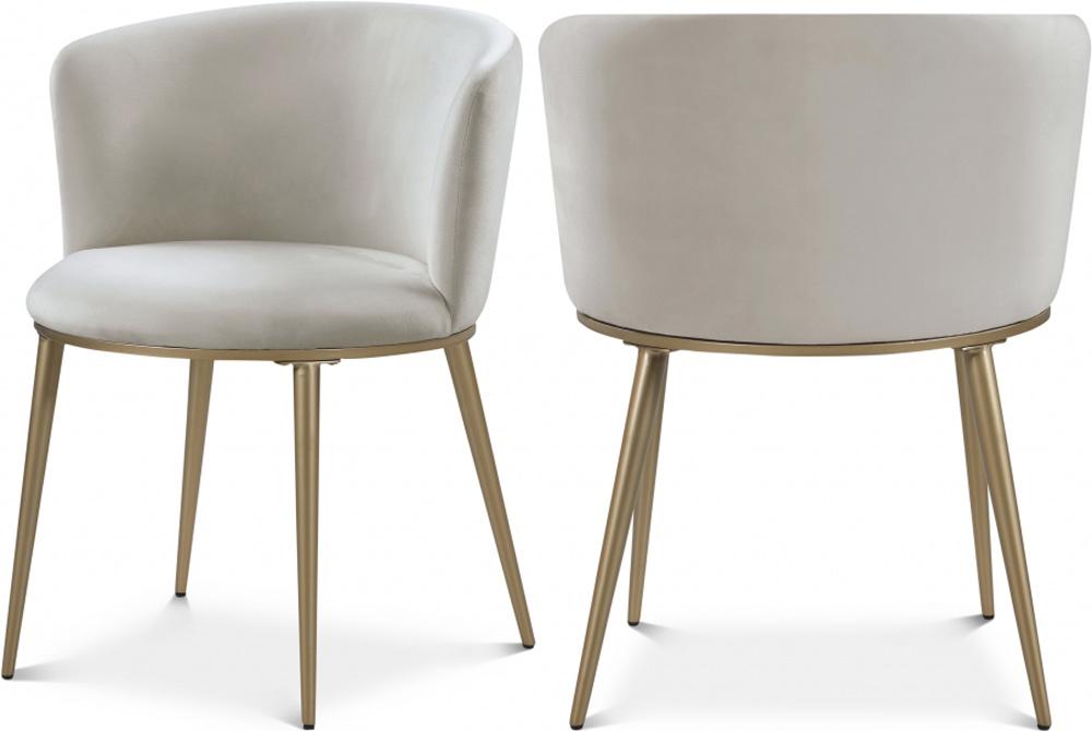 Meridian Furniture - Skylar Cream Velvet Dining Chair (Set of 2) - 965Cream-C veiw 4