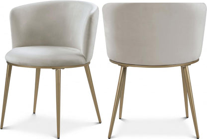 Meridian Furniture - Skylar Cream Velvet Dining Chair (Set of 2) - 965Cream-C veiw 4