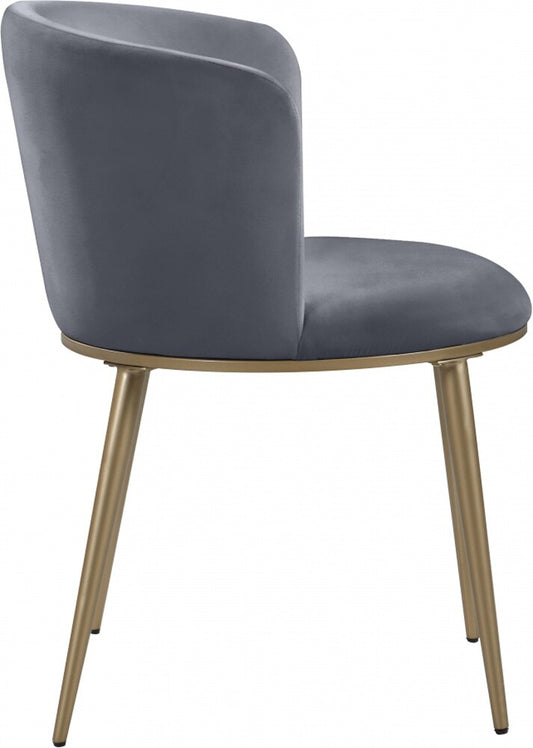 Meridian Furniture - Skylar Grey Velvet Dining Chair (Set of 2) - 965Grey-C veiw 2