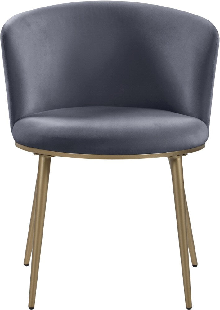 Meridian Furniture - Skylar Grey Velvet Dining Chair (Set of 2) - 965Grey-C veiw 3