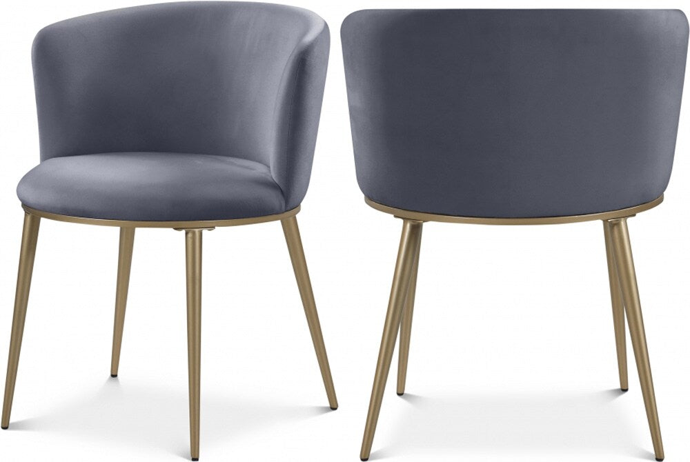 Meridian Furniture - Skylar Grey Velvet Dining Chair (Set of 2) - 965Grey-C veiw 5